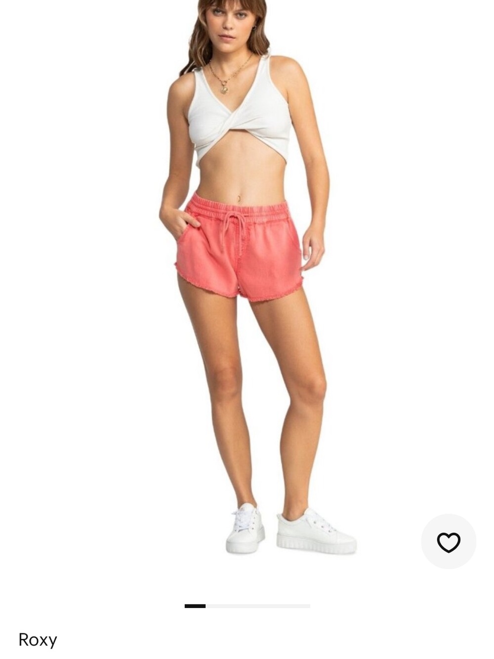 Roxy Coral Scenic Route Pink Drawcord Women's Athletic 💯 Cotton Shorts